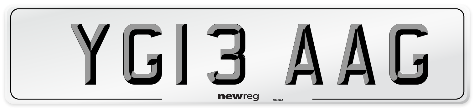 YG13 AAG Number Plate from New Reg